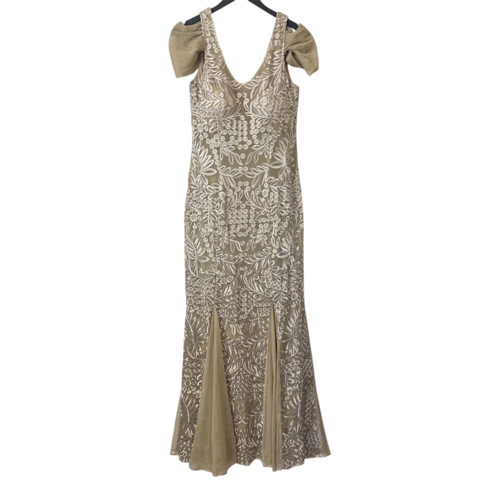 Alex Evenings Gold Floral Maxi Dress